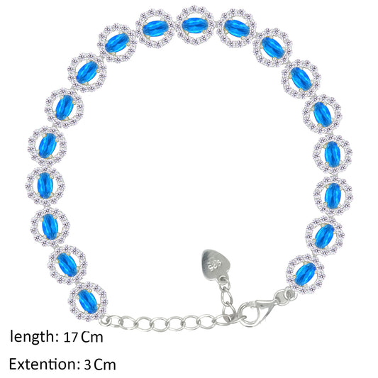 Asfour Creations Tennis Bracelet With Multicolor Round Design In 925 Sterling Silver – BD0337-B