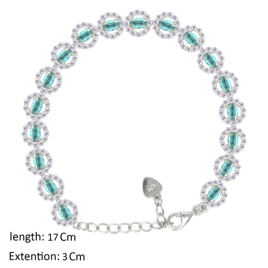 Asfour Creations Tennis Bracelet With Turquoise Round Design In 925 Sterling Silver – BD0337-LZ