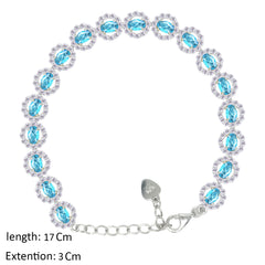 Asfour Creations Tennis Bracelet With Aquamarine Round Design In 925 Sterling Silver – BD0337-M