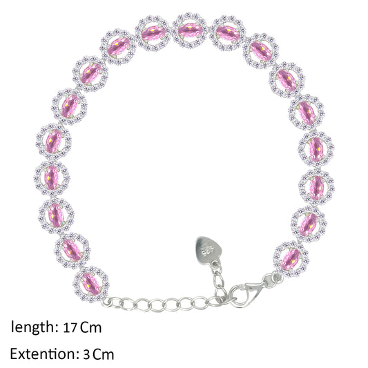 Asfour Creations Tennis Bracelet With Rose Round Design In 925 Sterling Silver – BD0337-O
