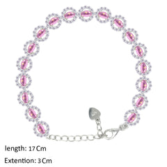 Asfour Creations Tennis Bracelet With Rose Round Design In 925 Sterling Silver – BD0337-O
