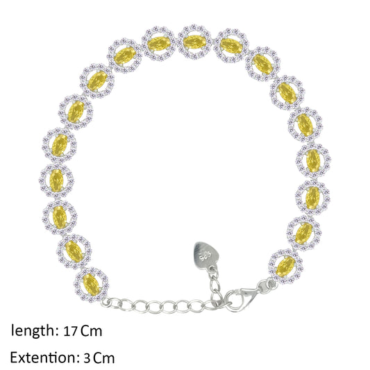 Asfour Creations Tennis Bracelet With Yellow Round Design In 925 Sterling Silver – BD0337-Y