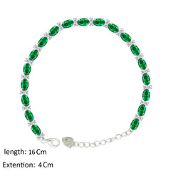 Asfour Creations Tennis Bracelet With Emerald Oval Design In 925 Sterling Silver – BD0339-G