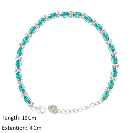 Asfour Creations Tennis Bracelet With Turquoise Oval Design In 925 Sterling Silver – BD0339-LZ