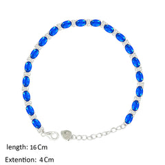 Asfour Creations Tennis Bracelet With Blue Oval Design In 925 Sterling Silver – BD0340-B