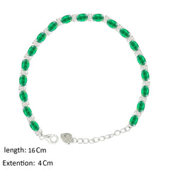 Asfour Creations Tennis Bracelet With Emerald Oval Design In 925 Sterling Silver – BD0340-G