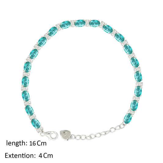 Asfour Creations Tennis Bracelet With Turquoise Oval Design In 925 Sterling Silver – BD0340-LZ