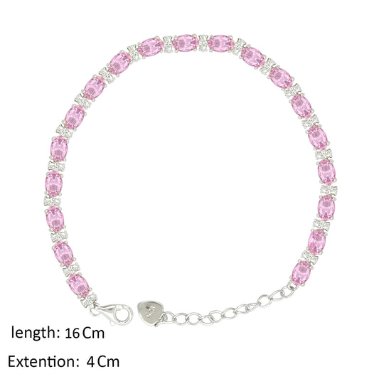 Asfour Creations Tennis Bracelet With Rose Oval Design In 925 Sterling Silver – BD0340-O