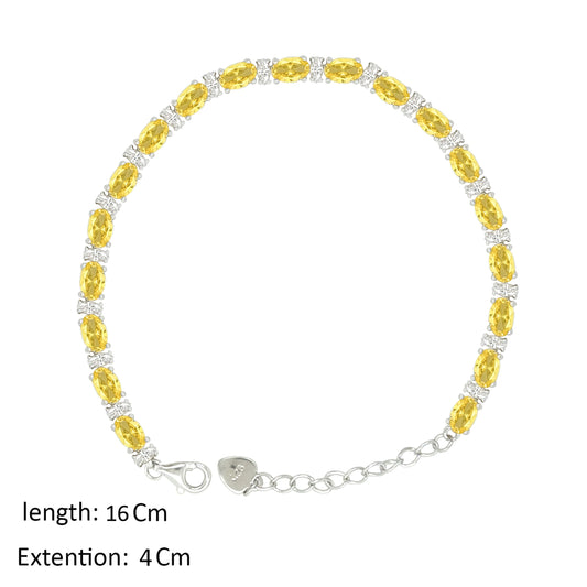 Asfour Creations Tennis Bracelet With Yellow Oval Design In 925 Sterling Silver – BD0340-Y