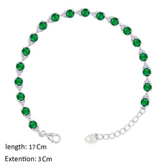 Asfour Creations Tennis Bracelet With Emerald Round Zircon In 925 Sterling Silver – BD0341-G