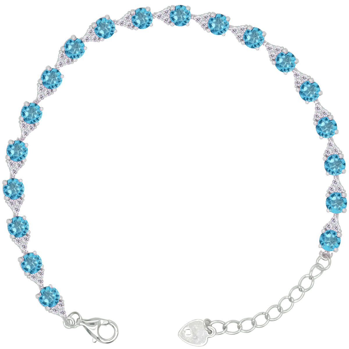 Asfour Crystal Tennis Bracelet With Turquoise Pear & Emerald Zircon In 925 Sterling Silver