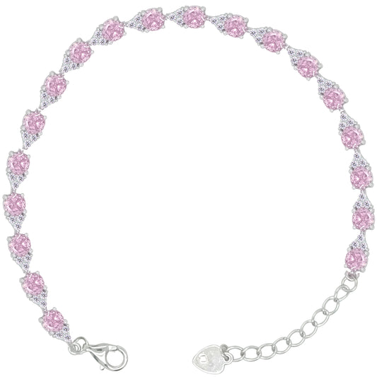Asfour Crystal Tennis Bracelet With Turquoise Pear & Emerald Zircon In 925 Sterling Silver
