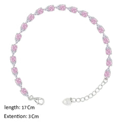 Asfour Creations Tennis Bracelet With Rose Round Zircon In 925 Sterling Silver – BD0341-O