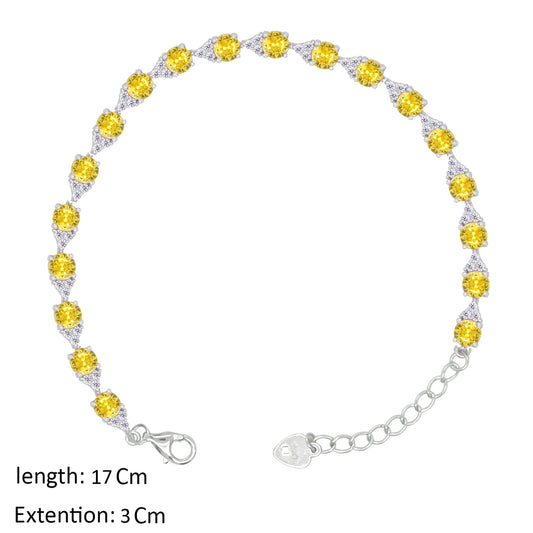 Asfour Creations Tennis Bracelet With Yellow Round Zircon In 925 Sterling Silver – BD0341-Y