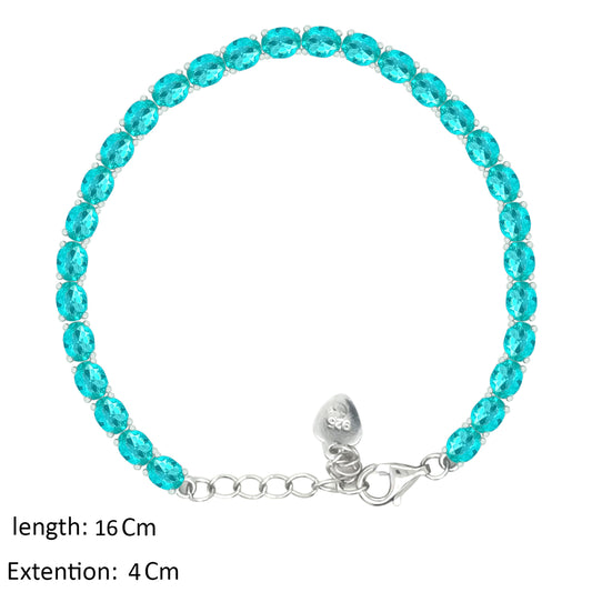 Asfour Creations Tennis Bracelet With Turquoise Oval Design In 925 Sterling Silver – BD0342-LZ