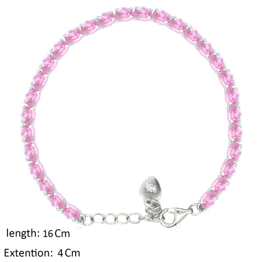 Asfour Creations Tennis Bracelet With Rose Oval Design In 925 Sterling Silver – BD0342-O