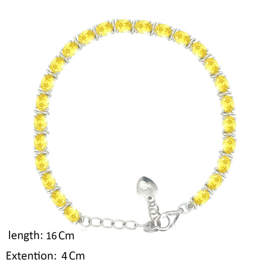Asfour Creations Tennis Bracelet With Yellow Oval Design In 925 Sterling Silver – BD0343-Y