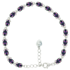 Asfour Crystal Tennis Bracelet With Turquoise Pear & Emerald Zircon In 925 Sterling Silver