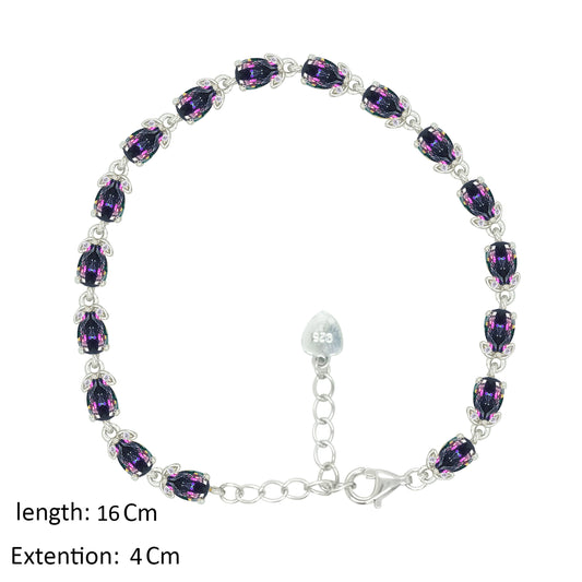 Asfour Creations Tennis Bracelet With Multicolor Pear Design In 925 Sterling Silver – BD0344-AP