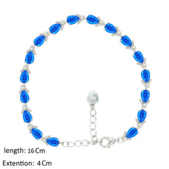 Asfour Creations Tennis Bracelet With Blue Pear Design In 925 Sterling Silver – BD0344-B
