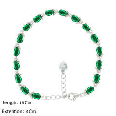 Asfour Creations Tennis Bracelet With Emerald Pear Design In 925 Sterling Silver – BD0344-G