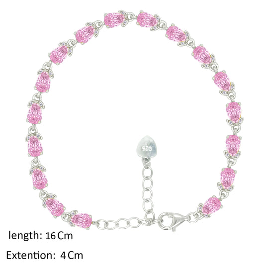 Asfour Creations Tennis Bracelet With Rose Pear Design In 925 Sterling Silver – BD0344-O