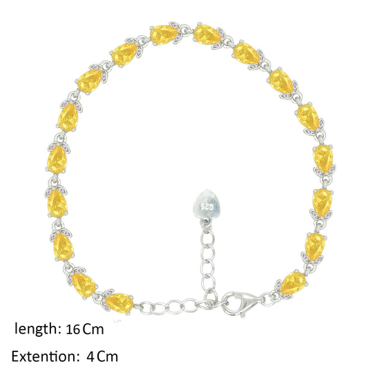 Asfour Creations Tennis Bracelet With Yellow Pear Design In 925 Sterling Silver – BD0344-Y