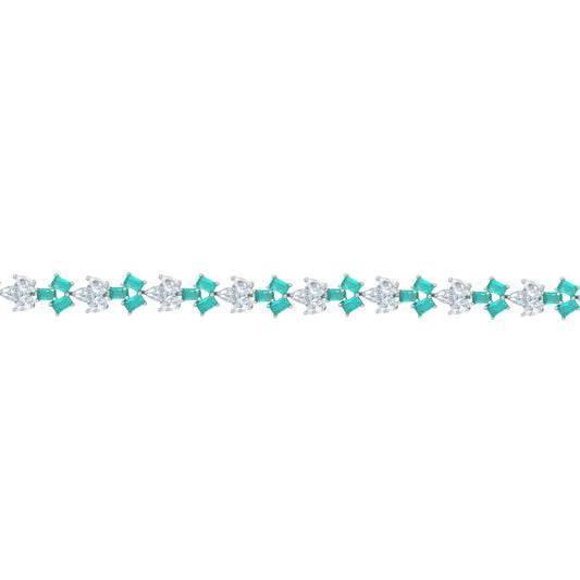 Asfour Creations Tennis Bracelet With Turquoise Decorative Design In 925 Sterling Silver – BD0345-WLZ