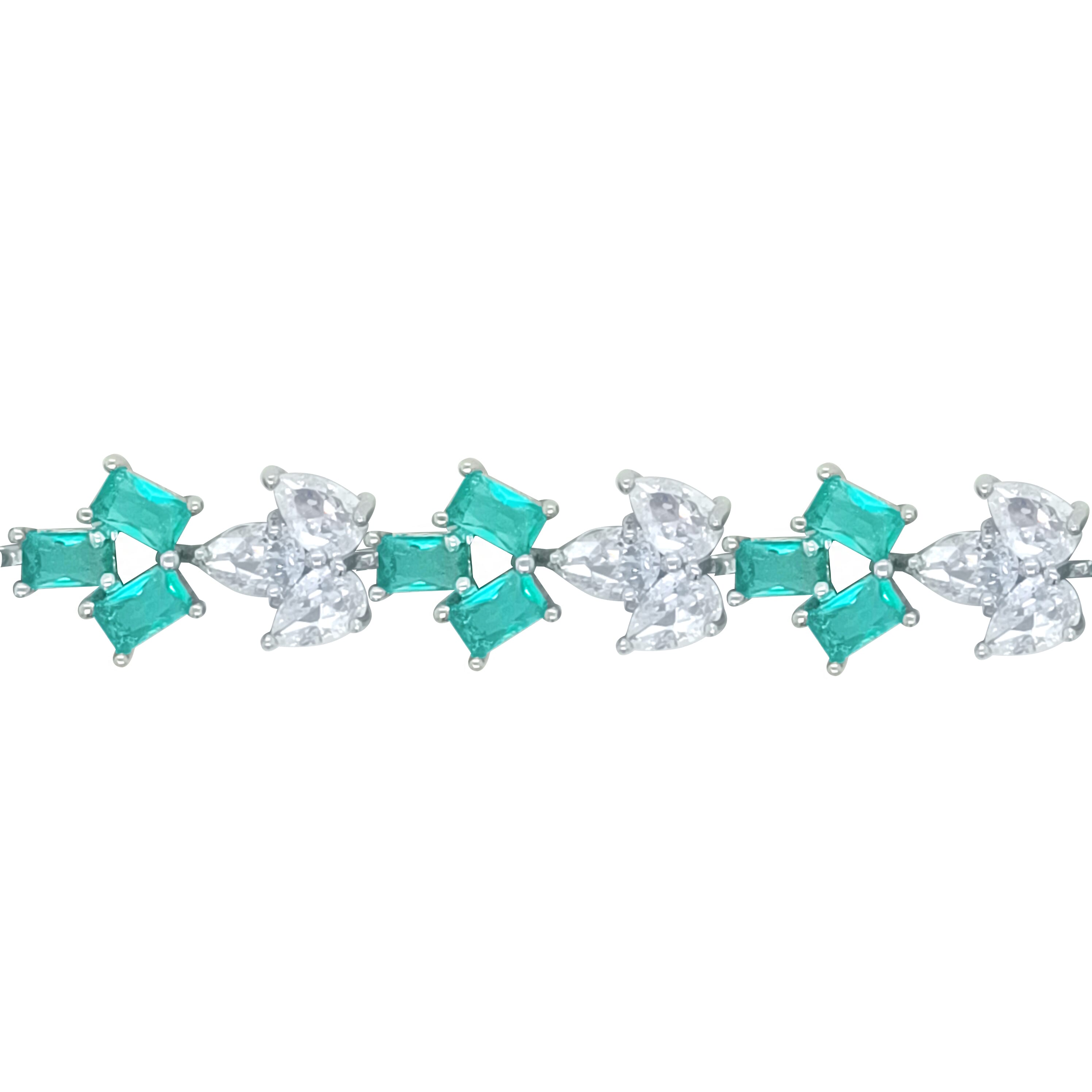 Asfour Crystal Tennis Bracelet With Turquoise Decorative Design In 925 Sterling Silver-BD0345-WLZ
