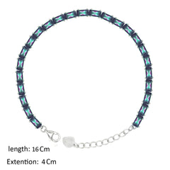 Asfour Creations Tennis Bracelet With Multicolor Baguette Stones In 925 Sterling Silver – BD0346-AP