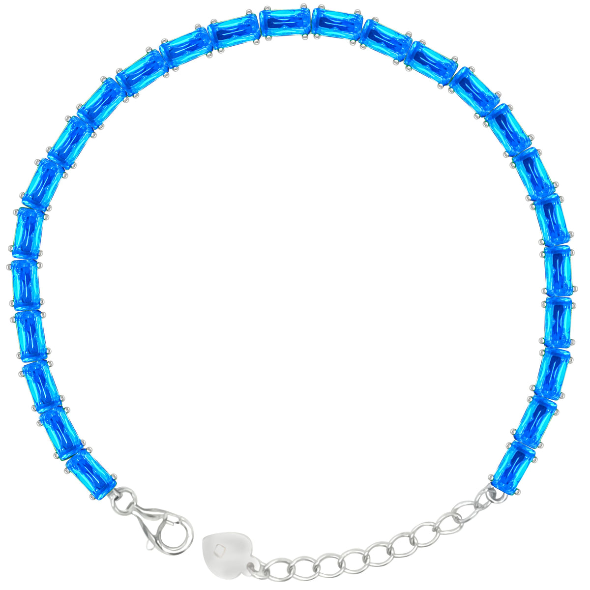 Asfour Crystal Tennis Bracelet With Turquoise Pear & Emerald Zircon In 925 Sterling Silver