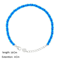Asfour Creations Tennis Bracelet With Blue Baguette Stones In 925 Sterling Silver – BD0346-B