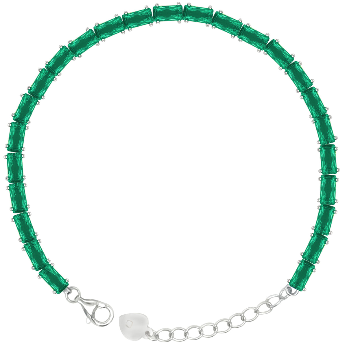Asfour Crystal Tennis Bracelet With Turquoise Pear & Emerald Zircon In 925 Sterling Silver