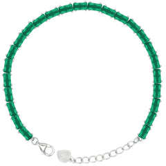 Asfour Crystal Tennis Bracelet With Turquoise Pear & Emerald Zircon In 925 Sterling Silver