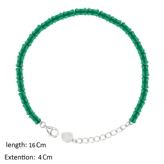 Asfour Creations Tennis Bracelet With Emerald Baguette Stones In 925 Sterling Silver – BD0346-G