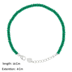 Asfour Creations Tennis Bracelet With Emerald Baguette Stones In 925 Sterling Silver – BD0346-G