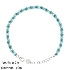 Asfour Creations Tennis Bracelet With Turquoise Baguette Stones In 925 Sterling Silver – BD0346-LZ