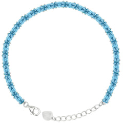 Asfour Crystal Tennis Bracelet With Turquoise Pear & Emerald Zircon In 925 Sterling Silver
