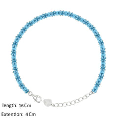 Asfour Creations Tennis Bracelet With Aquamarine Baguette Stones In 925 Sterling Silver – BD0346-M