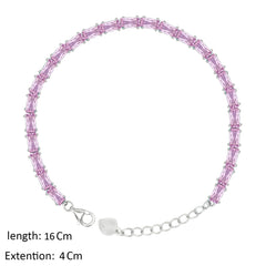 Asfour Creations Tennis Bracelet With Rose Baguette Stones In 925 Sterling Silver – BD0346-O