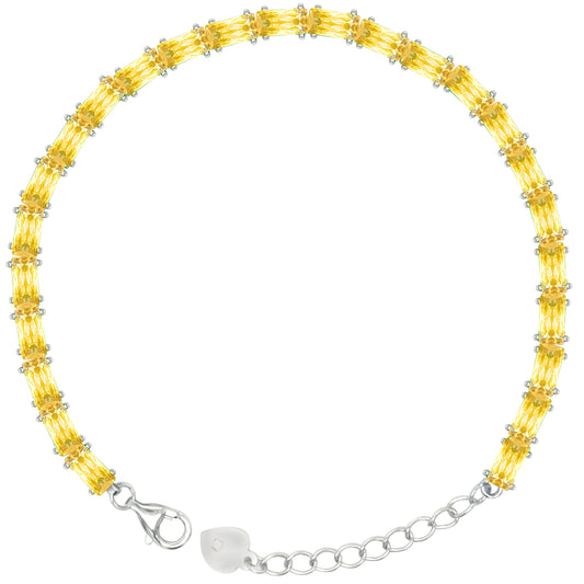 Asfour Crystal Tennis Bracelet With Turquoise Pear & Emerald Zircon In 925 Sterling Silver