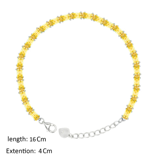 Asfour Creations Tennis Bracelet With Yellow Baguette Stones In 925 Sterling Silver – BD0346-Y