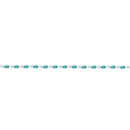 Asfour Creations Tennis Bracelet With Turquoise Oval Design In 925 Sterling Silver – BD0347-LZ