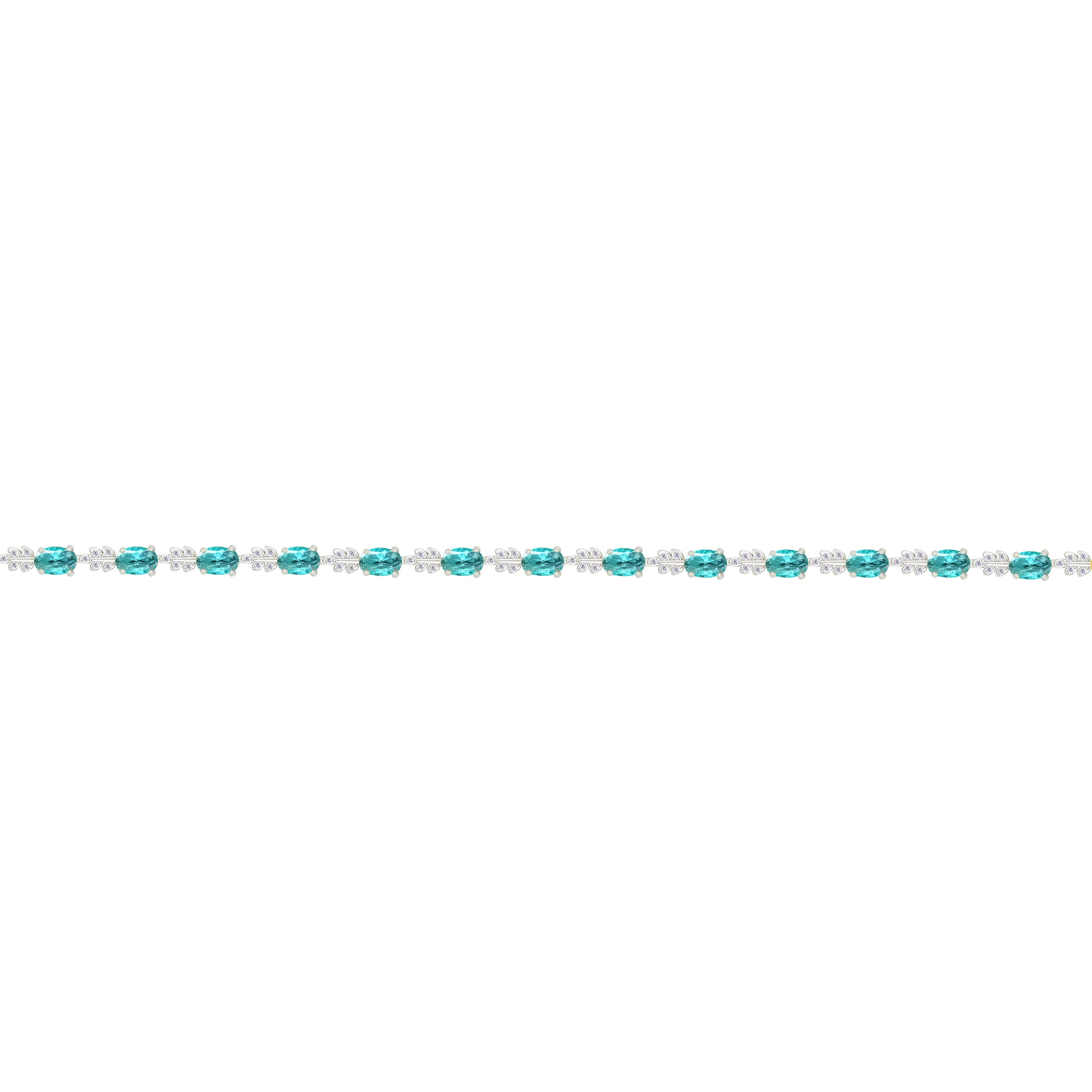 Asfour Crystal Tennis Bracelet With Turquoise Oval Design In 925 Sterling Silver-BD0347-LZ