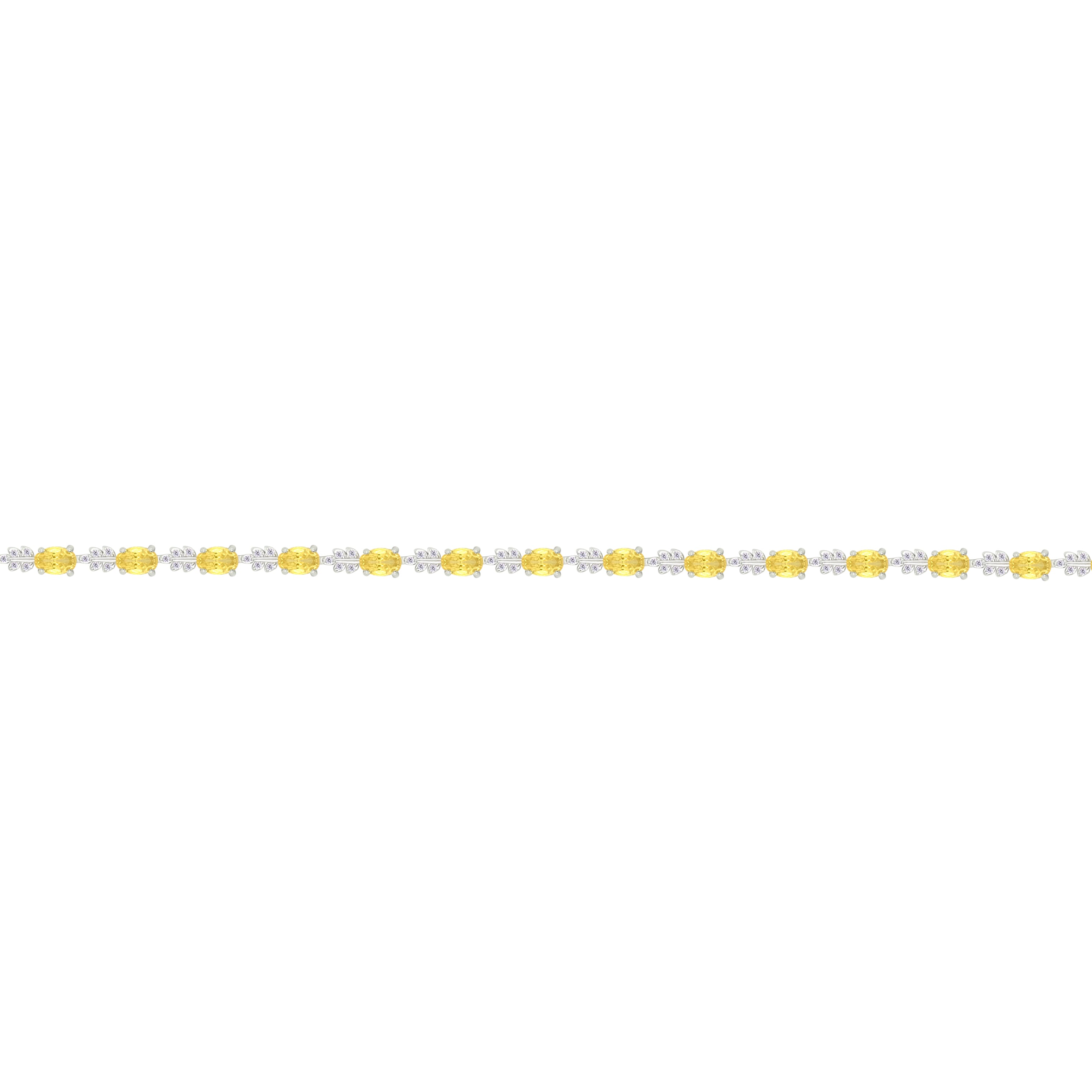Asfour Crystal Tennis Bracelet With Yellow Oval Design In 925 Sterling Silver-BD0347-Y