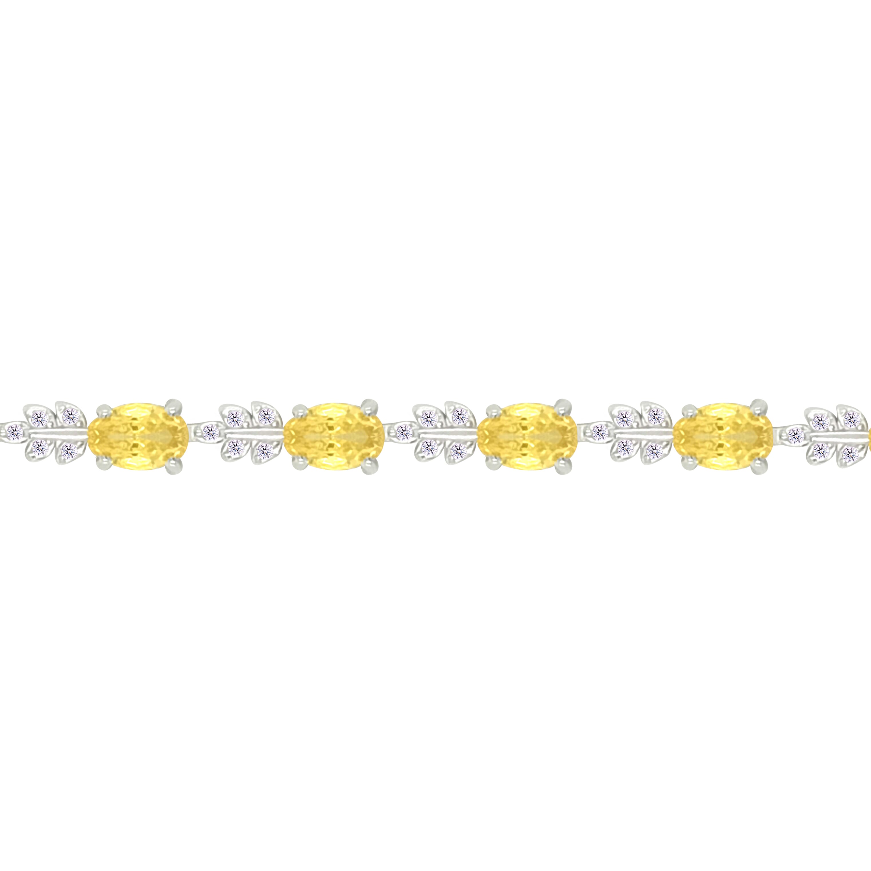 Asfour Crystal Tennis Bracelet With Yellow Oval Design In 925 Sterling Silver-BD0347-Y