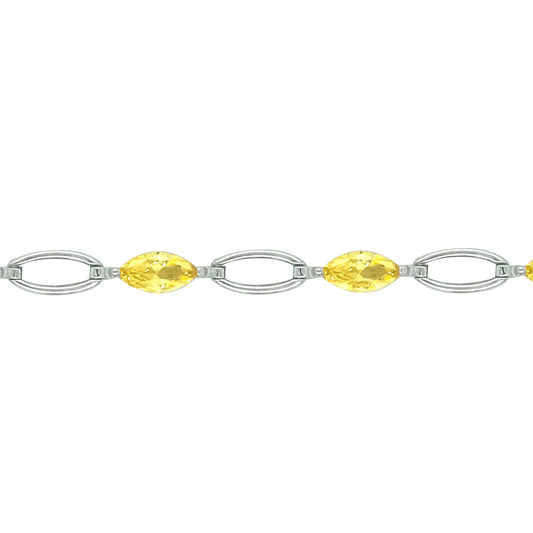 Asfour Creations Tennis Bracelet With Yellow Marquise Design In 925 Sterling Silver – BD0348-Y