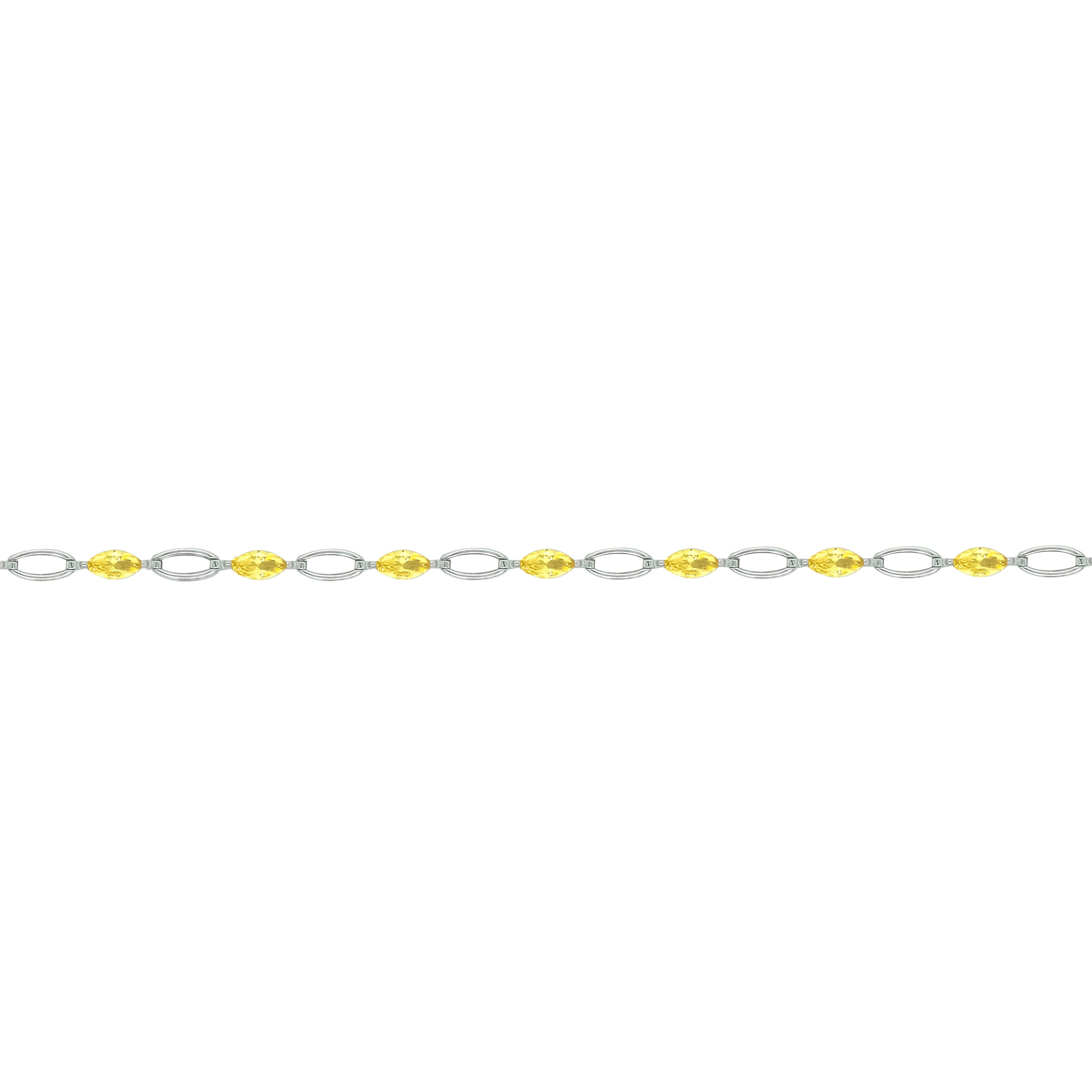 Asfour Crystal Tennis Bracelet With Yellow Marquise Design In 925 Sterling Silver-BD0348-Y