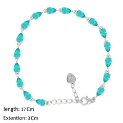 Asfour Creations Tennis Bracelet With Turquoise Pear Design In 925 Sterling Silver – BD0349-LZ