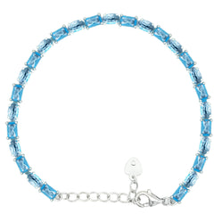 Asfour Crystal Tennis Bracelet With Turquoise Pear & Emerald Zircon In 925 Sterling Silver